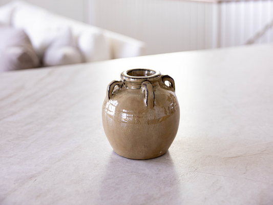 Chevalier Cream Glazed Vase With Handles Small