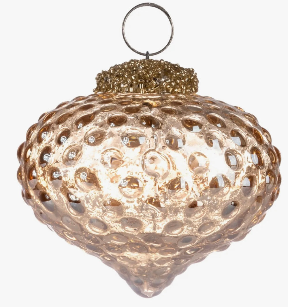 Hobnail Drop Glass Ornament