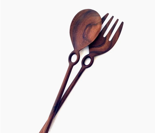 Ring Salad Servers, Set 2: Medium / Granadillo