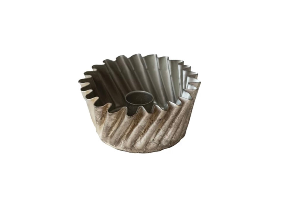 Metal Fluted Taper Holder - Antique Silver