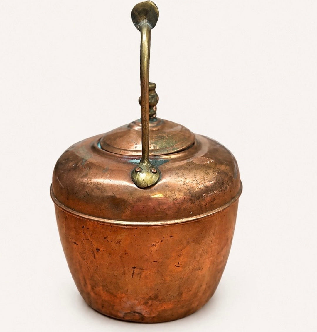 Antique Copper Teakettle w/Brass Accents