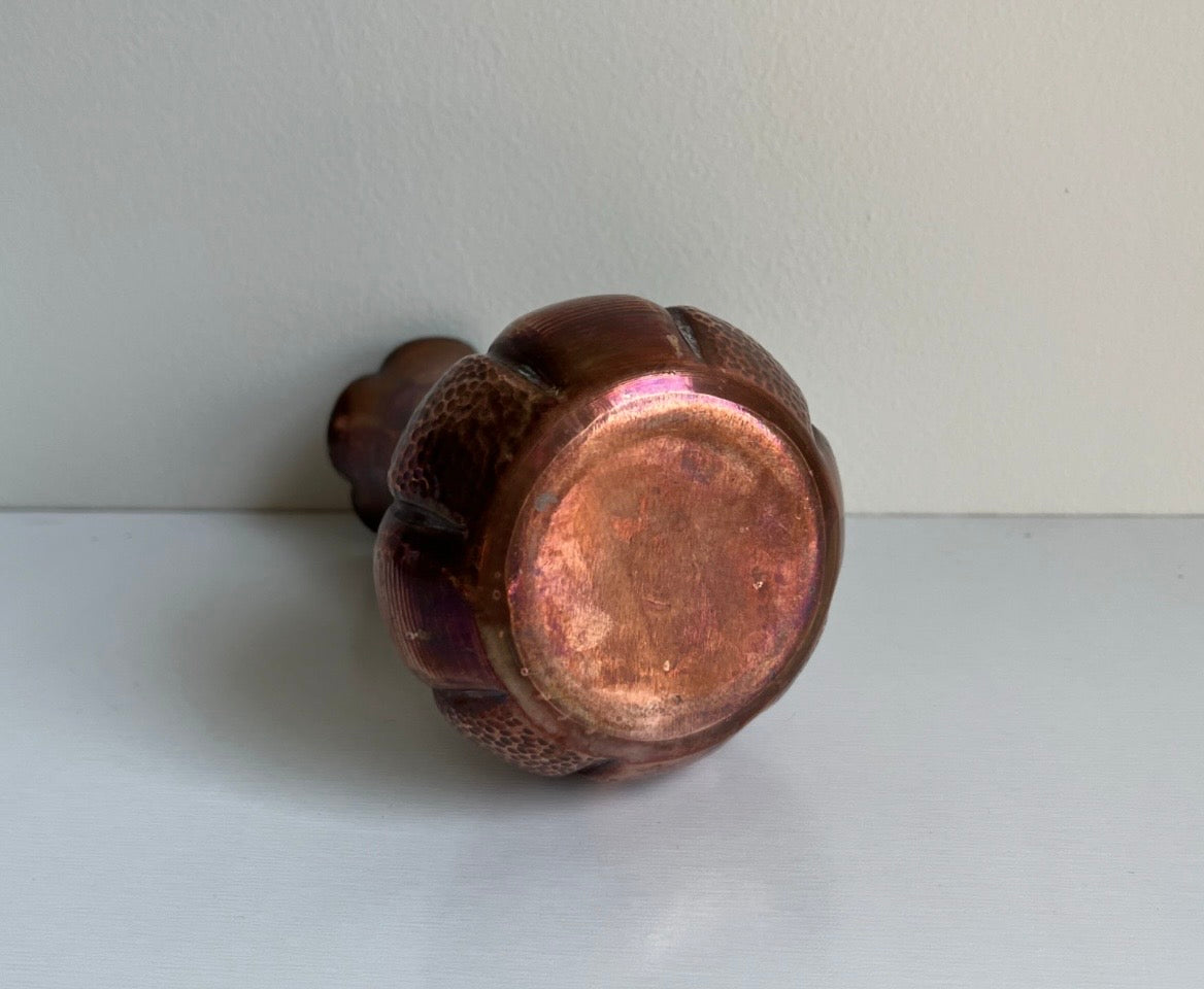 Vintage Hand-Hammered Copper Trumpet Vase