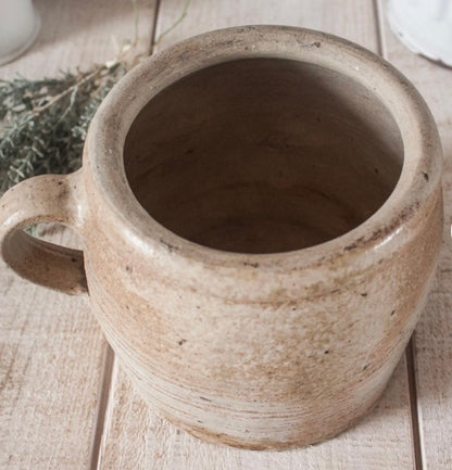 Found Antique Stoneware Ribbed Crock