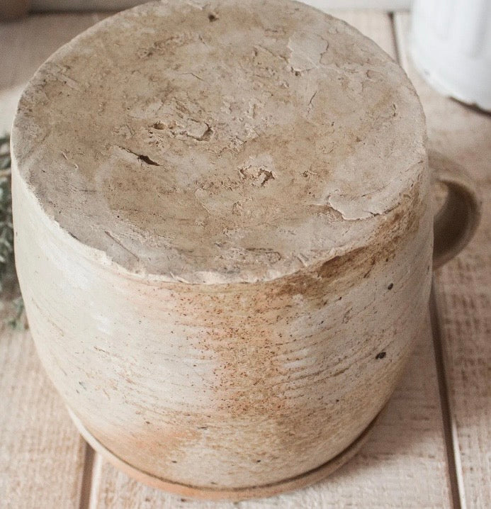Found Antique Stoneware Ribbed Crock