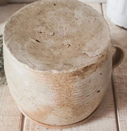 Found Antique Stoneware Ribbed Crock
