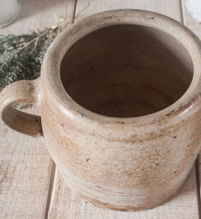 Found Antique Stoneware Ribbed Crock