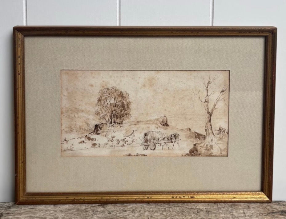“Genuine Antique French Framed Landscape Sketch”