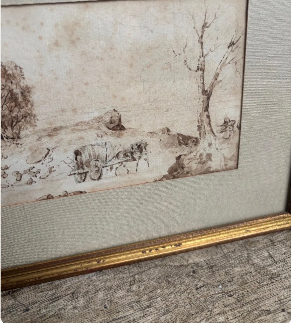 “Genuine Antique French Framed Landscape Sketch”