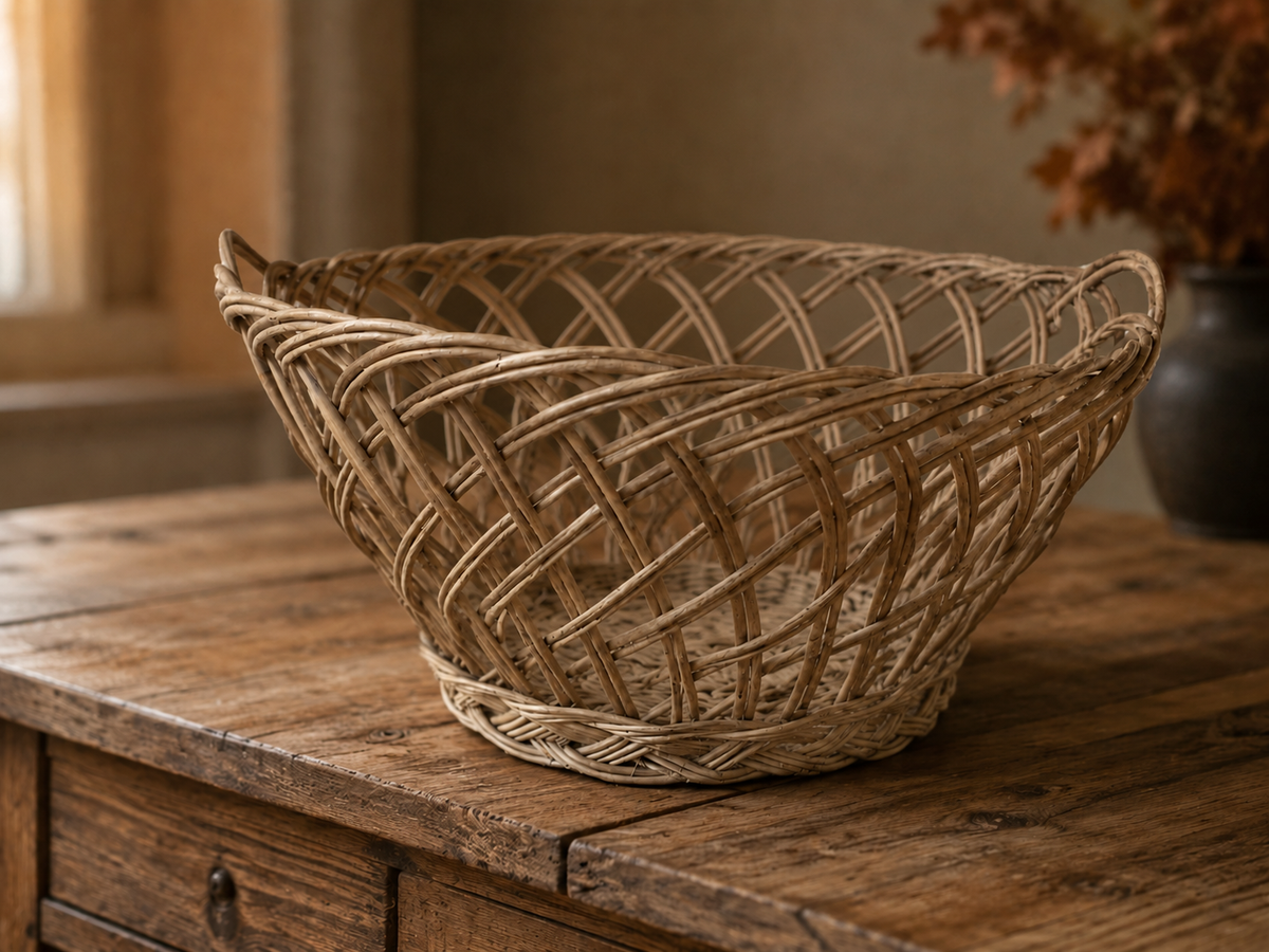 Vintage Woven Tabletop Lattice Basket - puck and abby