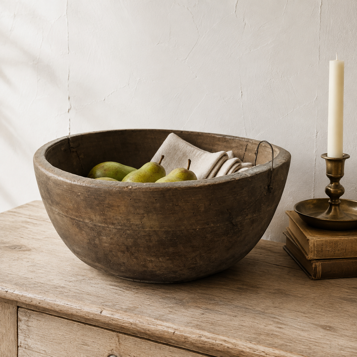 Vintage Hand-Carved Wooden Dough Bowl - puck and abby