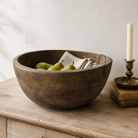Vintage Hand-Carved Wooden Dough Bowl - puck and abby