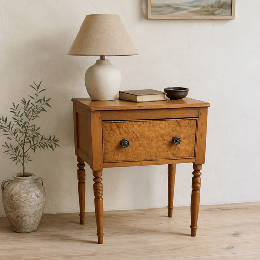 Antique New England Birds Eye Maple Side Table - In Store Pick-Up Only - puck and abby