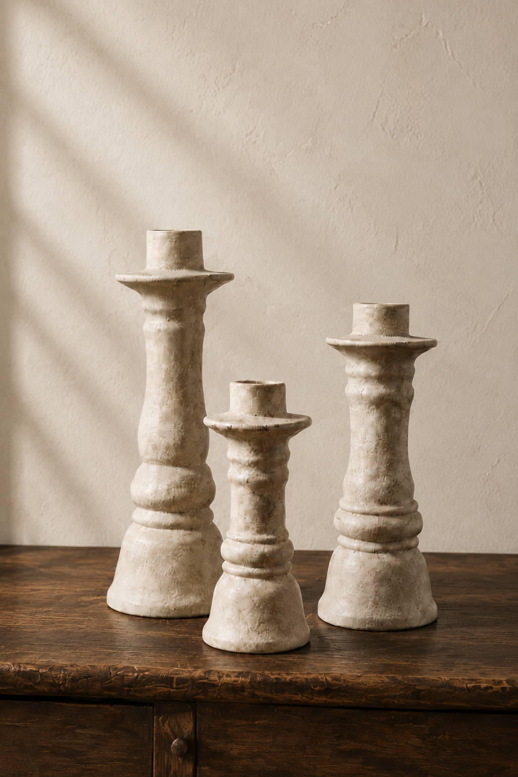 Vintage Set of 3 Half Moon Candleholders