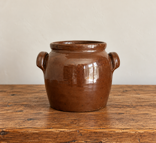 Antique 9” French Glazed Confit Pot