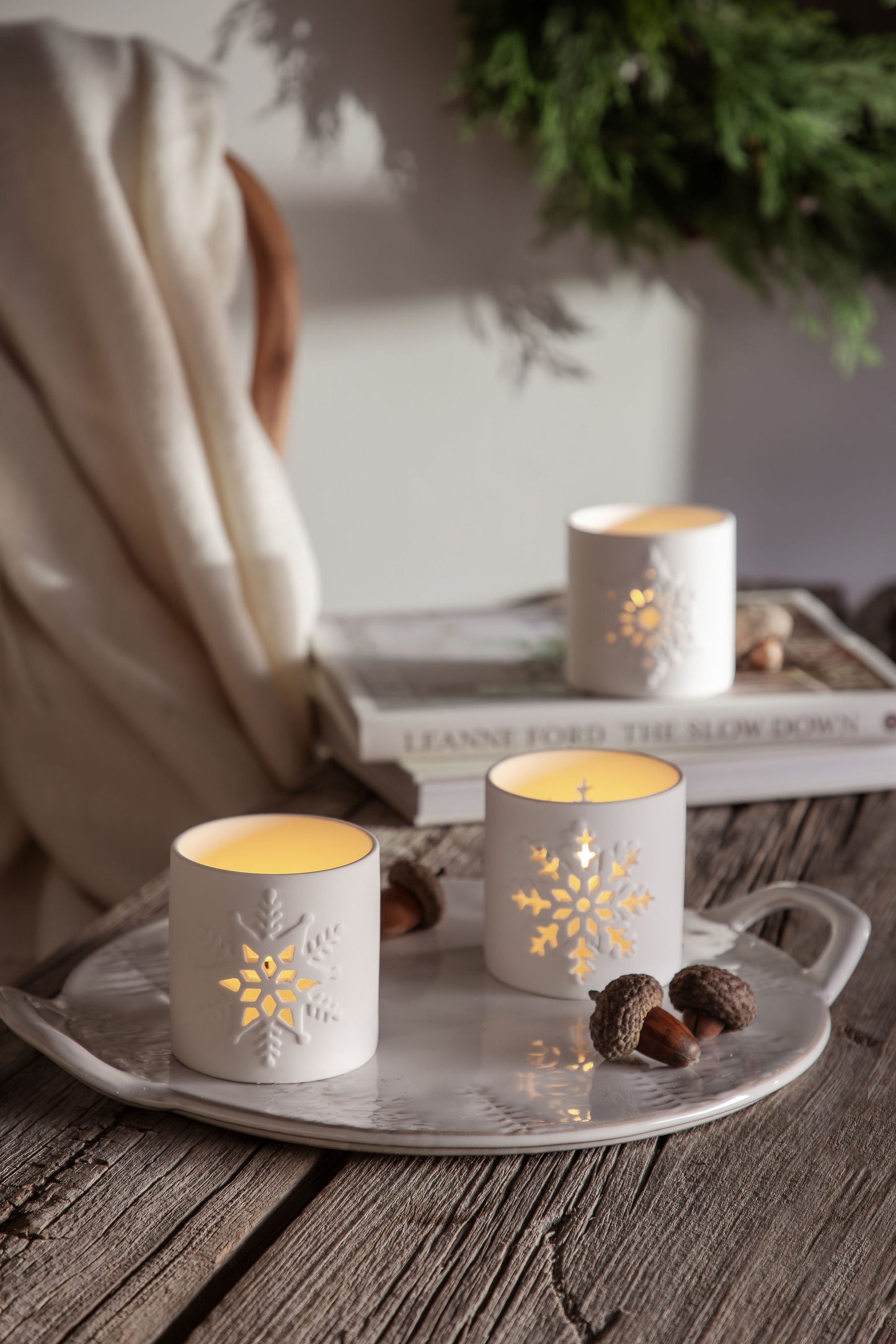 Stoneware Bisque w/Snowflake Cut-Out