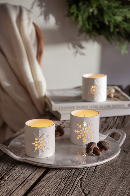 Stoneware Bisque w/Snowflake Cut-Out