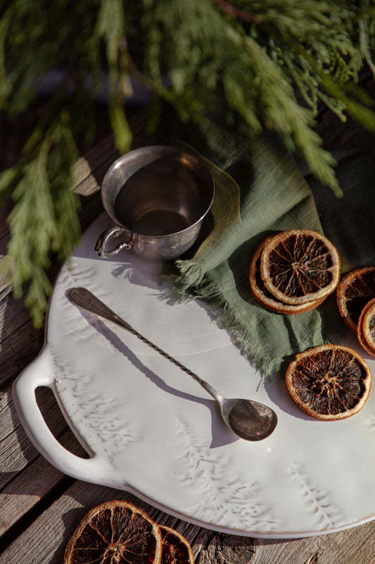 Embossed Tree Platter w/ Handles