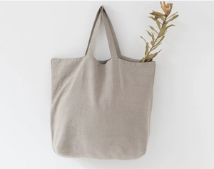 Large Linen Tote Bag - White / Navy / Natural / Black / Ash