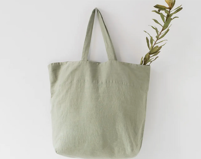 Large Linen Tote Bag - White / Navy / Natural / Black / Ash