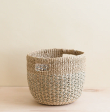 Load image into Gallery viewer, Grey Patterned Round Woven Basket
