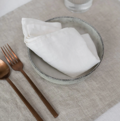 White Linen Napkins Set of 2