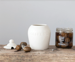 Stoneware Olive Jar w/ Spoon