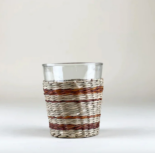 Brown Striped Seagrass Wide Tumbler