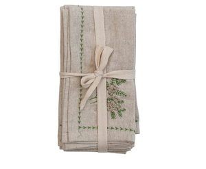 Botanical Embroidery & French Knot Napkins