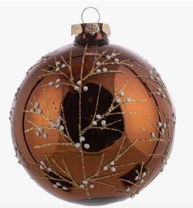 Glitter Branch Glass Ball Ornament