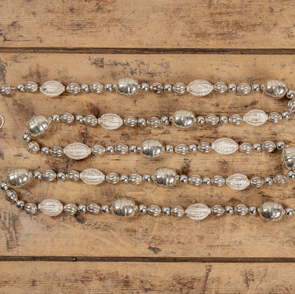 Silver & White Glass Bead Garland