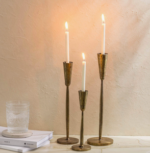 Tall Iron Gold Candlestick Holders