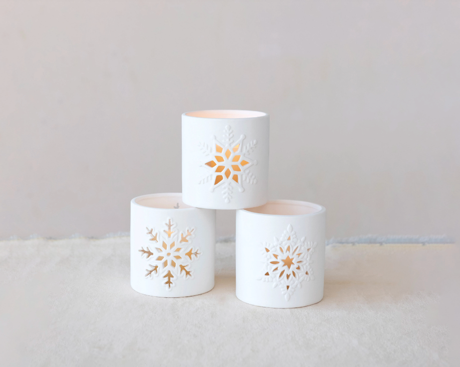 Stoneware Bisque w/Snowflake Cut-Out