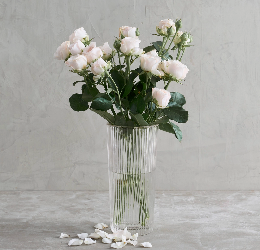 Pressed Clear Glass Column Vase