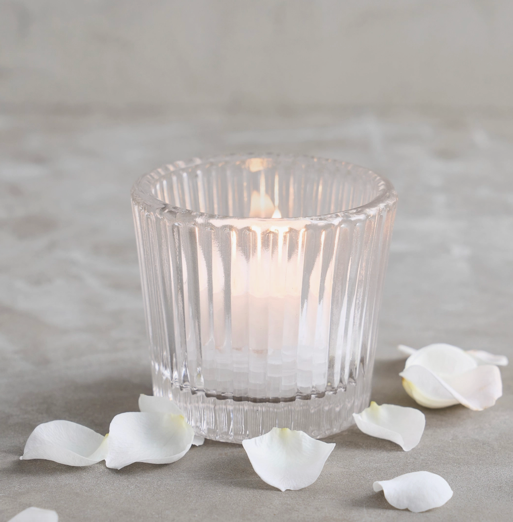 Pressed Clear Glass Tea Lite Votive Holders