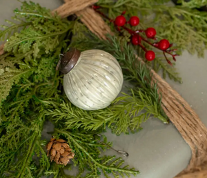 Ribbed White Kugel Ornament