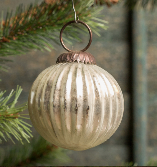Ribbed White Kugel Ornament