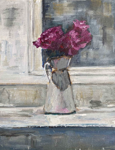 pitcher of peonies