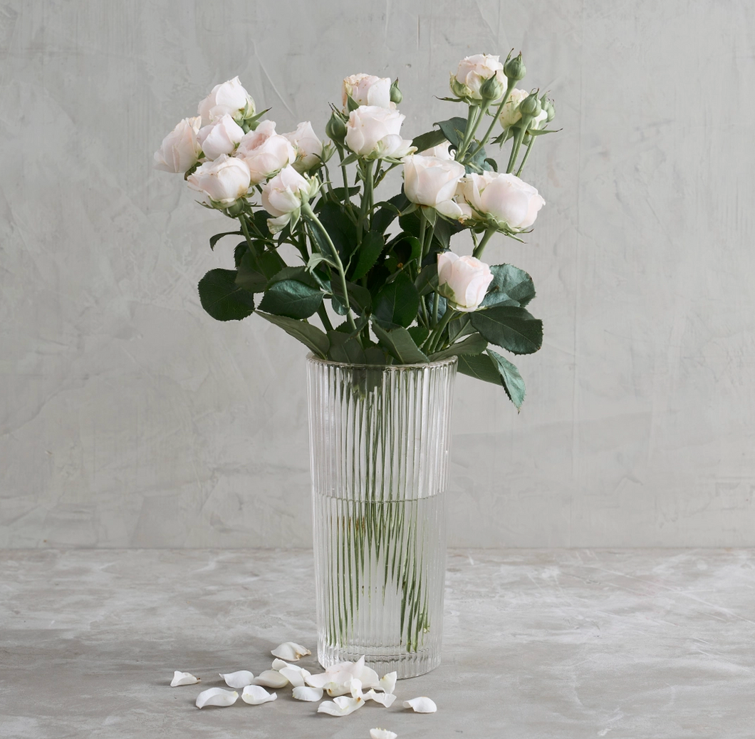 Pressed Clear Glass Column Vase
