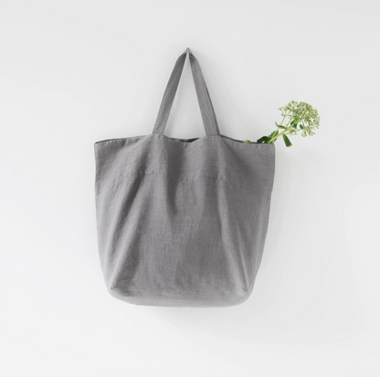 Large Linen Tote Bag - White / Navy / Natural / Black / Ash
