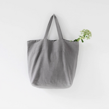 Load image into Gallery viewer, Large Linen Tote Bag - White / Navy / Natural / Black / Ash
