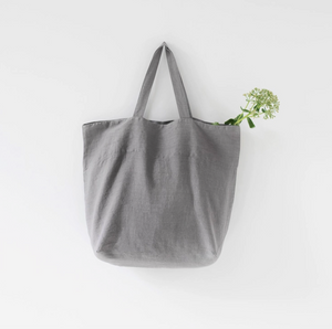 Large Linen Tote Bag - White / Navy / Natural / Black / Ash