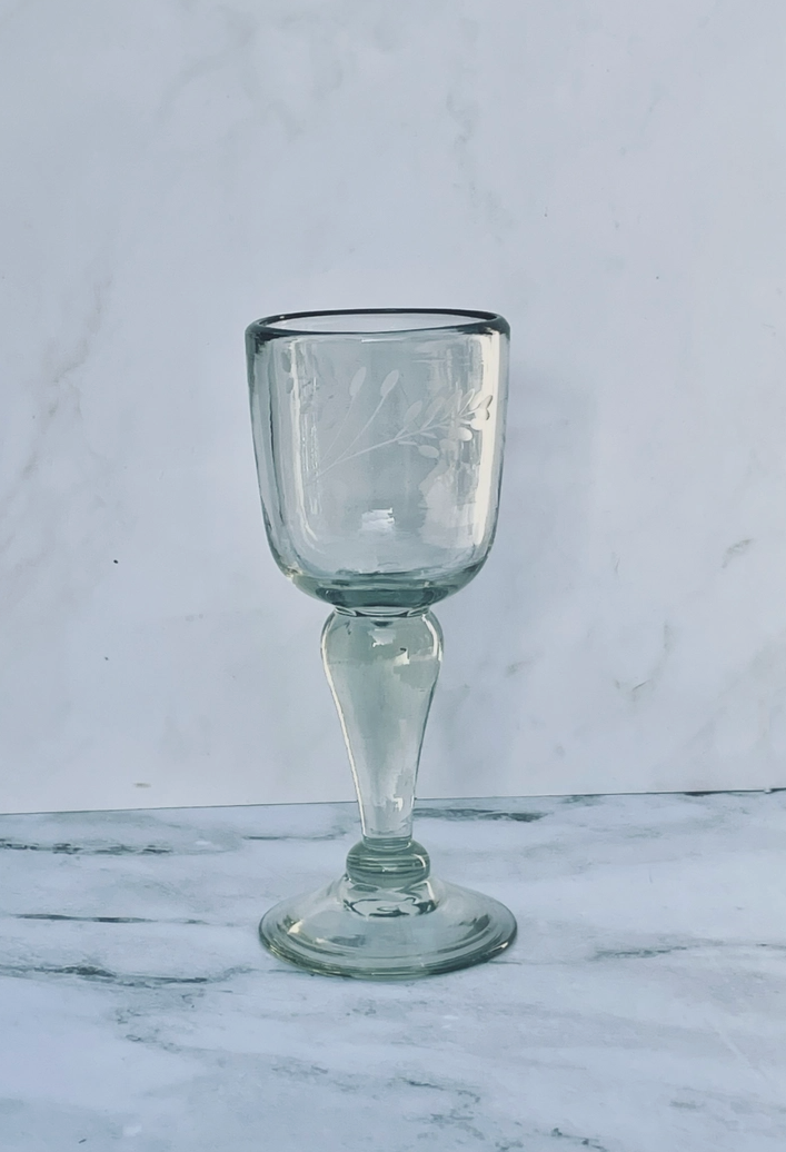 Etched Wine Glass