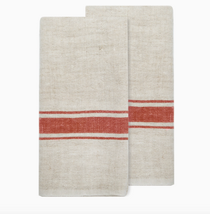 Marseille Tea Towels Red & Natural