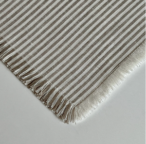 White & Natural Stripe Napkins - Set of 4