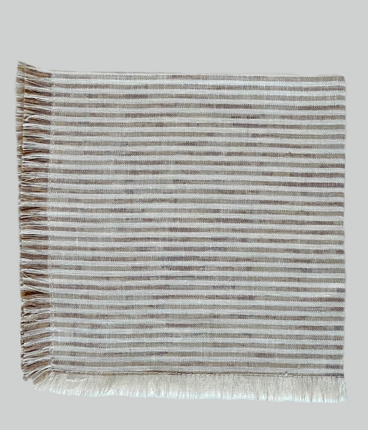 White & Natural Stripe Napkins - Set of 4
