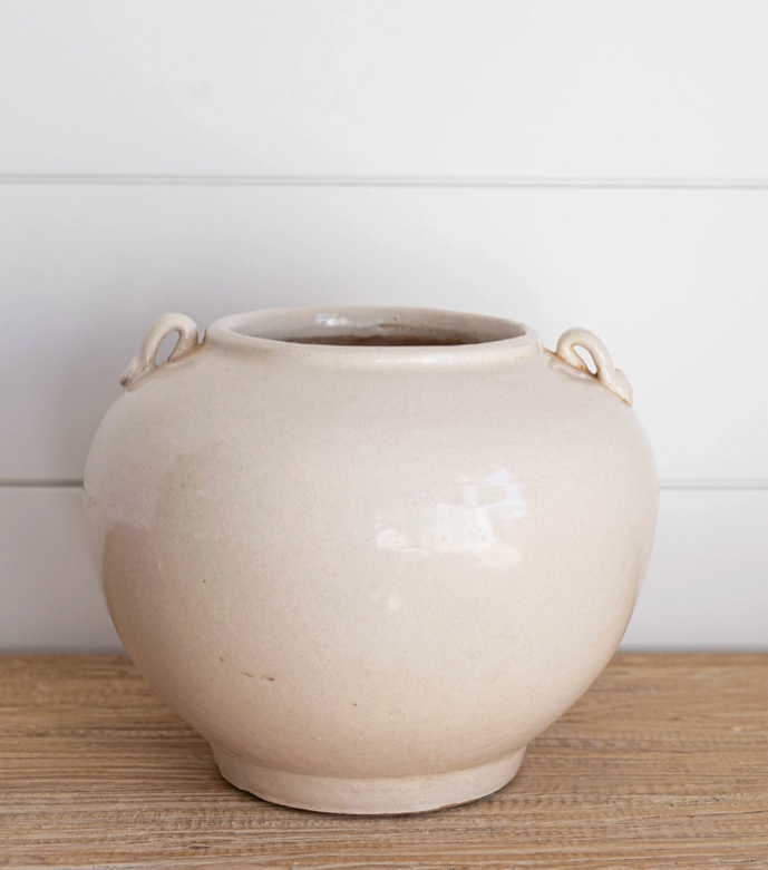 Cream Glazed Vintage Pot