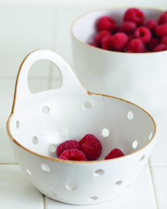 Stoneware Colander Basket With Handle