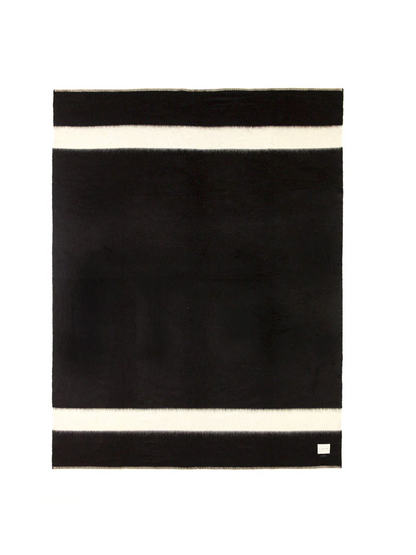 Siempre Throw Blanket Black w/ Ivory Stripe