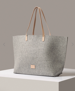 Hana Merino Wool Boat Bag - Granite Vachetta