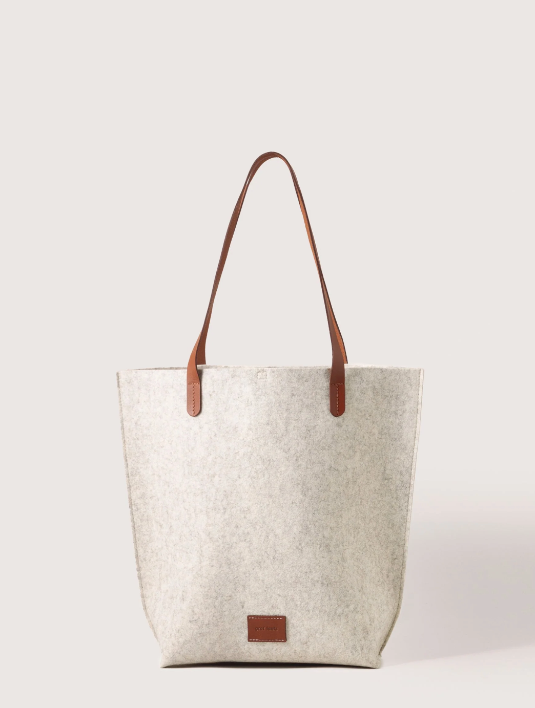 Hana Merino Wool Felt Tote: Heather White
